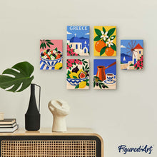 Load image into Gallery viewer, Mini Paint by Numbers Set 15x20cm (6 pieces) - Greek Summer