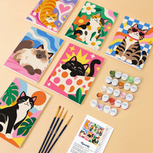Load image into Gallery viewer, Mini Paint by Numbers Set 15x20cm (6 pieces) - Groovy Cats