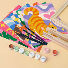 Load image into Gallery viewer, Mini Paint by Numbers Set 15x20cm (6 pieces) - Groovy Cats