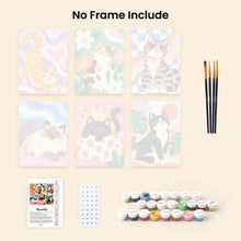 Load image into Gallery viewer, Mini Paint by Numbers Set 15x20cm (6 pieces) - Groovy Cats