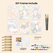 Load image into Gallery viewer, Mini Paint by Numbers Set 15x20cm (6 pieces) - Groovy Cats