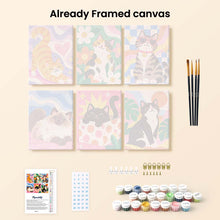 Load image into Gallery viewer, Mini Paint by Numbers Set 15x20cm (6 pieces) - Groovy Cats
