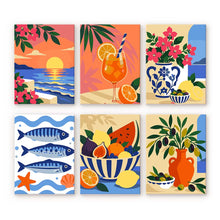 Load image into Gallery viewer, Mini Paint by Numbers Set 15x20cm (6 pieces) - Mediterranean Summer Figured'Art