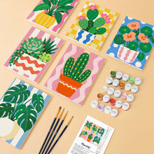 Load image into Gallery viewer, Mini Paint by Numbers Set 15x20cm (6 pieces) - Potted Plants