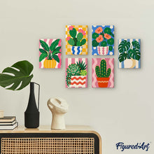 Load image into Gallery viewer, Mini Paint by Numbers Set 15x20cm (6 pieces) - Potted Plants