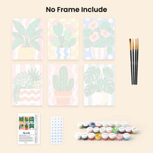 Load image into Gallery viewer, Mini Paint by Numbers Set 15x20cm (6 pieces) - Potted Plants