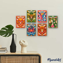 Load image into Gallery viewer, Mini Paint by Numbers Set 15x20cm (6 pieces) - Retro Zodiac 1