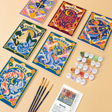 Load image into Gallery viewer, Mini Paint by Numbers Set 15x20cm (6 pieces) - Retro Zodiac 2