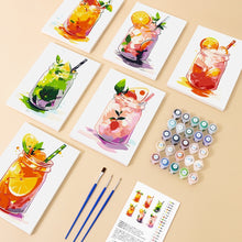 Load image into Gallery viewer, Mini Paint by numbers 15x20cm (6 pieces) - Fruity Mason Jar Drinks