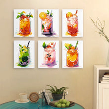 Load image into Gallery viewer, Mini Paint by numbers 15x20cm (6 pieces) - Fruity Mason Jar Drinks