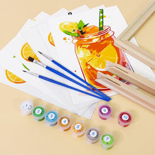 Load image into Gallery viewer, Mini Paint by numbers 15x20cm (6 pieces) - Fruity Mason Jar Drinks
