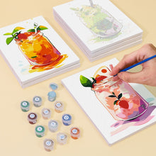 Load image into Gallery viewer, Mini Paint by numbers 15x20cm (6 pieces) - Fruity Mason Jar Drinks