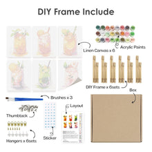 Load image into Gallery viewer, Mini Paint by numbers 15x20cm (6 pieces) - Fruity Mason Jar Drinks