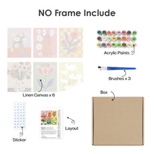 Load image into Gallery viewer, Mini Paint by numbers 15x20cm (6 pieces) - Abstract Floral Vases