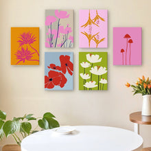 Load image into Gallery viewer, Mini Paint by numbers 15x20cm (6 pieces) - Modern Floral Prints