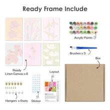 Load image into Gallery viewer, Mini Paint by numbers 15x20cm (6 pieces) - Modern Floral Prints