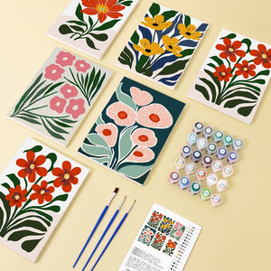 Paint by Numbers – 6 Canvas Set | Colorful Floral Patterns