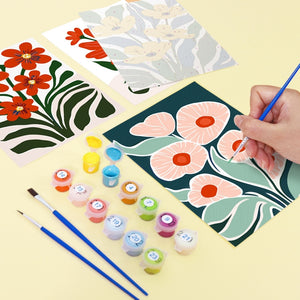 Paint by Numbers – 6 Canvas Set | Colorful Floral Patterns