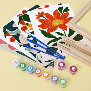 Paint by Numbers – 6 Canvas Set | Colorful Floral Patterns