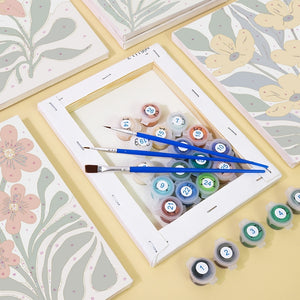 Paint by Numbers – 6 Canvas Set | Colorful Floral Patterns