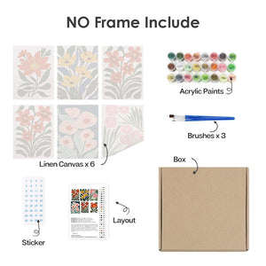 Paint by Numbers – 6 Canvas Set | Colorful Floral Patterns