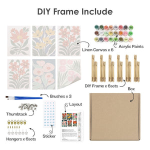 Paint by Numbers – 6 Canvas Set | Colorful Floral Patterns