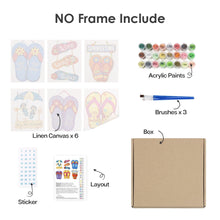 Load image into Gallery viewer, Mini Paint by numbers 15x20cm (6 pieces) - Flip-Flop Summer Signs