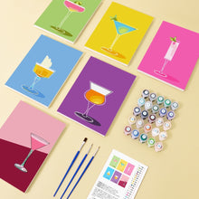 Load image into Gallery viewer, Mini Paint by numbers 15x20cm (6 pieces) - Stylish Cocktail Glasses