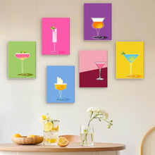 Load image into Gallery viewer, Mini Paint by numbers 15x20cm (6 pieces) - Stylish Cocktail Glasses