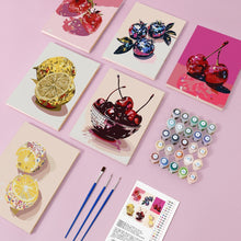 Load image into Gallery viewer, Mini Paint by numbers 15x20cm (6 pieces) - Disco Fruits