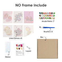 Load image into Gallery viewer, Mini Paint by numbers 15x20cm (6 pieces) - Disco Fruits