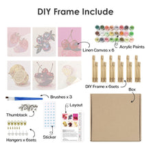 Load image into Gallery viewer, Mini Paint by numbers 15x20cm (6 pieces) - Disco Fruits