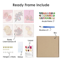 Load image into Gallery viewer, Mini Paint by numbers 15x20cm (6 pieces) - Disco Fruits