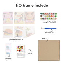Load image into Gallery viewer, Mini Paint by numbers 15x20cm (6 pieces) - Summer Beach Posters