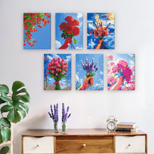 Load image into Gallery viewer, Mini Paint by numbers 15x20cm (6 pieces) - Flower Bouquets in the Sky