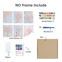 Load image into Gallery viewer, Mini Paint by numbers 15x20cm (6 pieces) - Flower Bouquets in the Sky