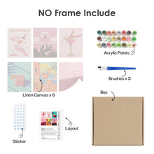 Load image into Gallery viewer, Mini Paint by numbers 15x20cm (6 pieces) - Chic Cocktail Posters