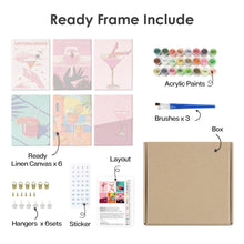 Load image into Gallery viewer, Mini Paint by numbers 15x20cm (6 pieces) - Chic Cocktail Posters