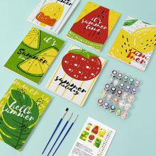 Load image into Gallery viewer, Mini Paint by numbers 15x20cm (6 pieces) - Summer Fruit Illustrations