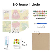 Load image into Gallery viewer, Mini Paint by numbers 15x20cm (6 pieces) - Summer Fruit Illustrations