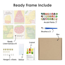 Load image into Gallery viewer, Mini Paint by numbers 15x20cm (6 pieces) - Summer Fruit Illustrations