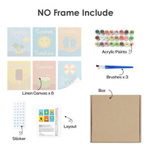 Load image into Gallery viewer, Mini Paint by numbers 15x20cm (6 pieces) - Summer Holiday Posters