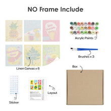 Load image into Gallery viewer, Mini Paint by numbers 15x20cm (6 pieces) - Good Vibes Summer