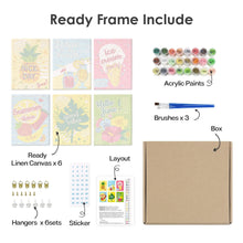 Load image into Gallery viewer, Mini Paint by numbers 15x20cm (6 pieces) - Good Vibes Summer