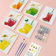 Load image into Gallery viewer, Mini Paint by numbers 15x20cm (6 pieces) - Fruity Drinks