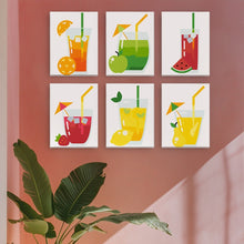 Load image into Gallery viewer, Mini Paint by numbers 15x20cm (6 pieces) - Fruity Drinks