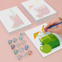 Load image into Gallery viewer, Mini Paint by numbers 15x20cm (6 pieces) - Fruity Drinks