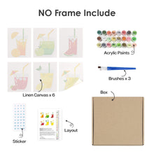 Load image into Gallery viewer, Mini Paint by numbers 15x20cm (6 pieces) - Fruity Drinks