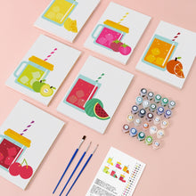 Load image into Gallery viewer, Mini Paint by numbers 15x20cm (6 pieces) - Fruit Mason Jar Juices