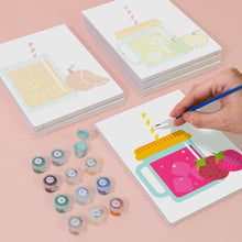 Load image into Gallery viewer, Mini Paint by numbers 15x20cm (6 pieces) - Fruit Mason Jar Juices